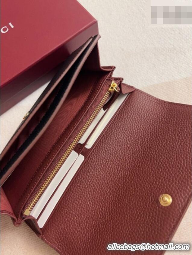 Elegant Gucci GG Marmont Continental Wallet in Grained Calfskin 456116 Black/Burgundy 2026