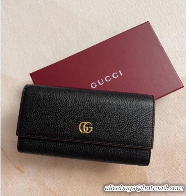 Elegant Gucci GG Marmont Continental Wallet in Grained Calfskin 456116 Black/Burgundy 2026