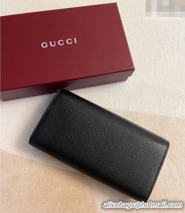 Elegant Gucci GG Marmont Continental Wallet in Grained Calfskin 456116 Black/Burgundy 2026