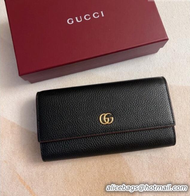 Elegant Gucci GG Marmont Continental Wallet in Grained Calfskin 456116 Black/Burgundy 2026