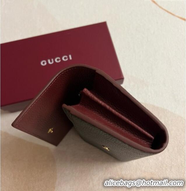 Elegant Gucci GG Marmont Continental Wallet in Grained Calfskin 456116 Black/Burgundy 2026