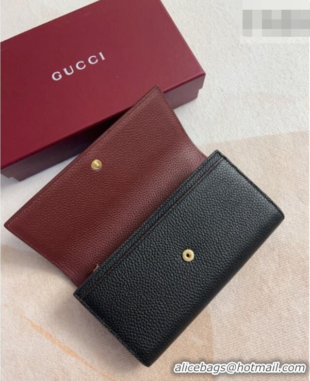 Elegant Gucci GG Marmont Continental Wallet in Grained Calfskin 456116 Black/Burgundy 2026