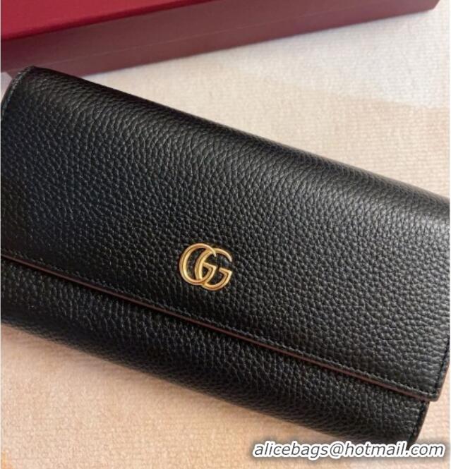 Elegant Gucci GG Marmont Continental Wallet in Grained Calfskin 456116 Black/Burgundy 2026