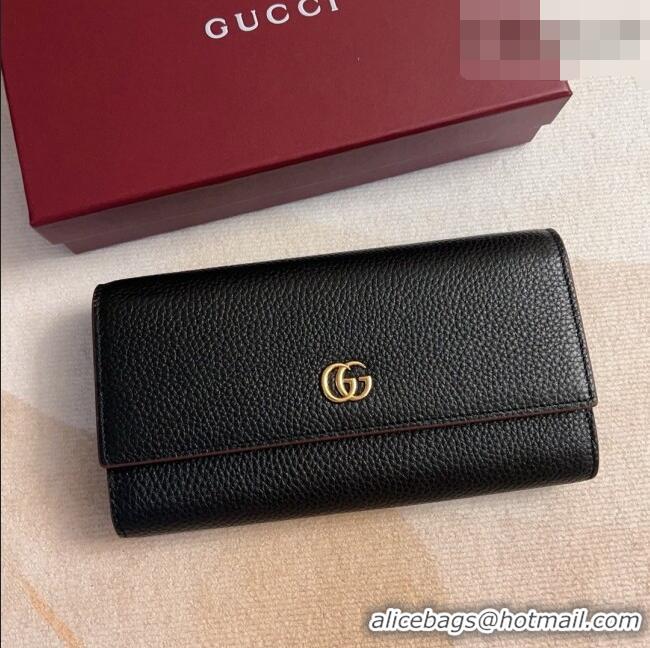Elegant Gucci GG Marmont Continental Wallet in Grained Calfskin 456116 Black/Burgundy 2026