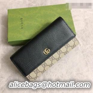  2016 Newest Gucci Bi-color GG Marmont Continental Wallet 456116 Black 2026