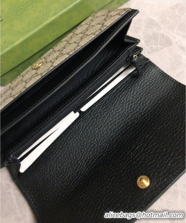  2016 Newest Gucci Bi-color GG Marmont Continental Wallet 456116 Black 2026