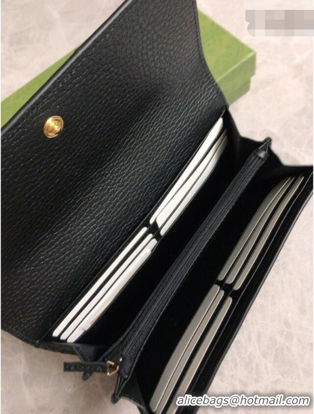  2016 Newest Gucci Bi-color GG Marmont Continental Wallet 456116 Black 2026