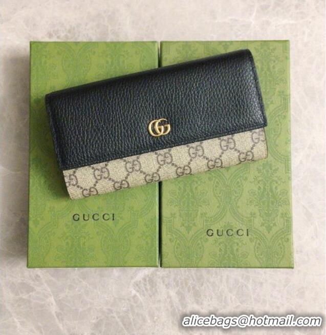  2016 Newest Gucci Bi-color GG Marmont Continental Wallet 456116 Black 2026