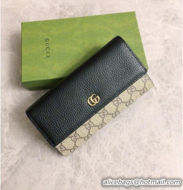  2016 Newest Gucci Bi-color GG Marmont Continental Wallet 456116 Black 2026