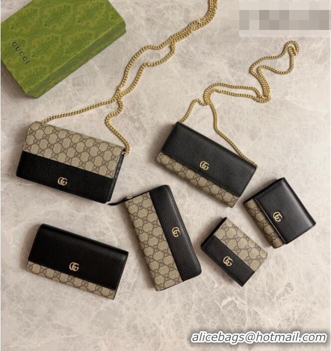  2016 Newest Gucci Bi-color GG Marmont Continental Wallet 456116 Black 2026