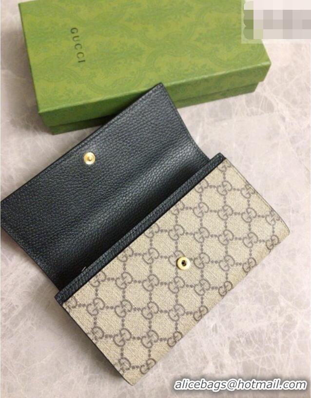  2016 Newest Gucci Bi-color GG Marmont Continental Wallet 456116 Black 2026