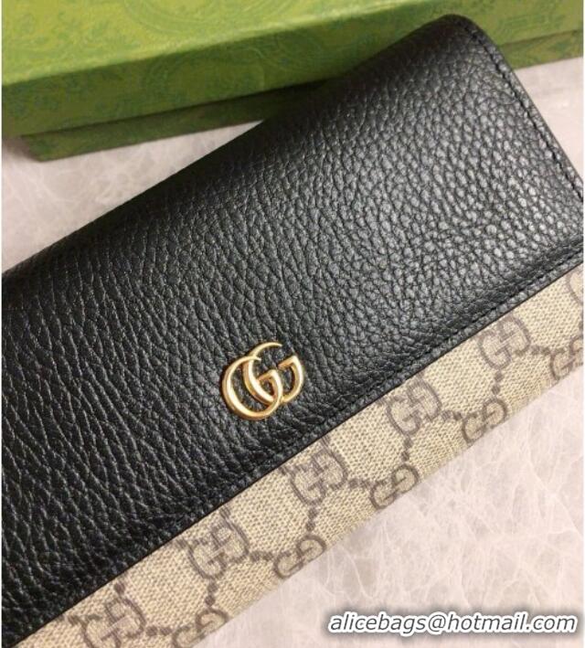 2016 Newest Gucci Bi-color GG Marmont Continental Wallet 456116 Black 2026