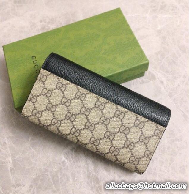  2016 Newest Gucci Bi-color GG Marmont Continental Wallet 456116 Black 2026