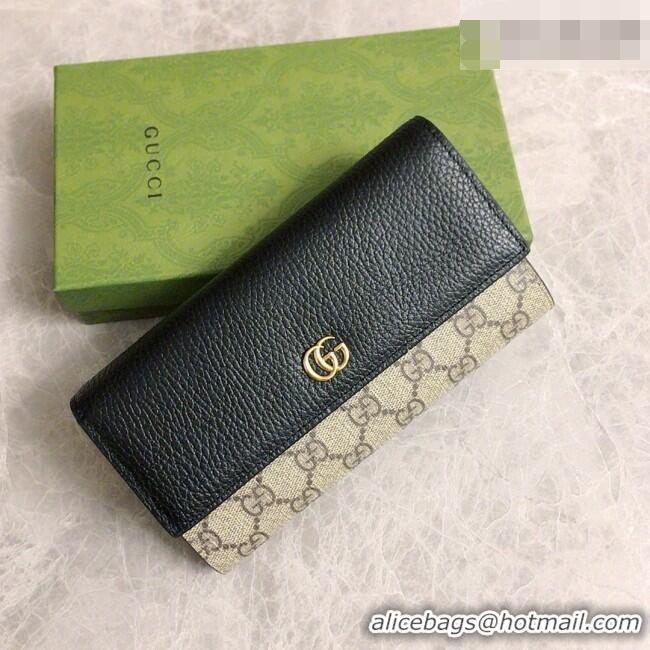  2016 Newest Gucci Bi-color GG Marmont Continental Wallet 456116 Black 2026
