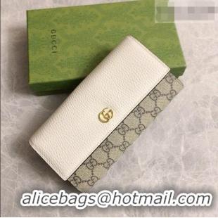 Unique Grade Gucci Bi-color GG Marmont Continental Wallet 456116 White 2026