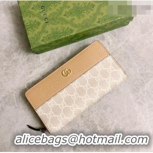 Hot Style Gucci Bi-color GG Marmont Zip Around Wallet 456117 Beige 2026
