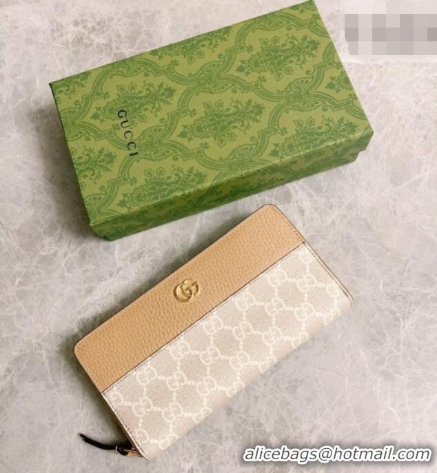 Hot Style Gucci Bi-color GG Marmont Zip Around Wallet 456117 Beige 2026