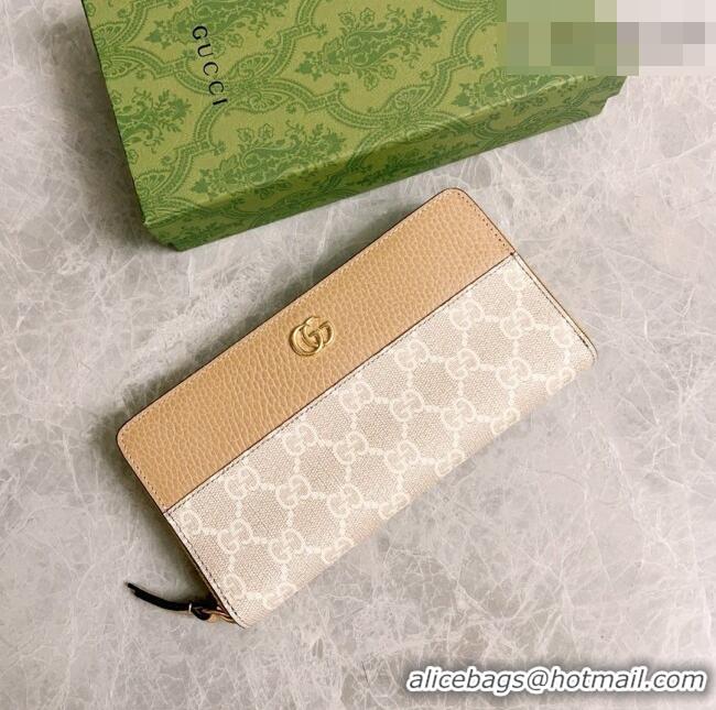 Hot Style Gucci Bi-color GG Marmont Zip Around Wallet 456117 Beige 2026