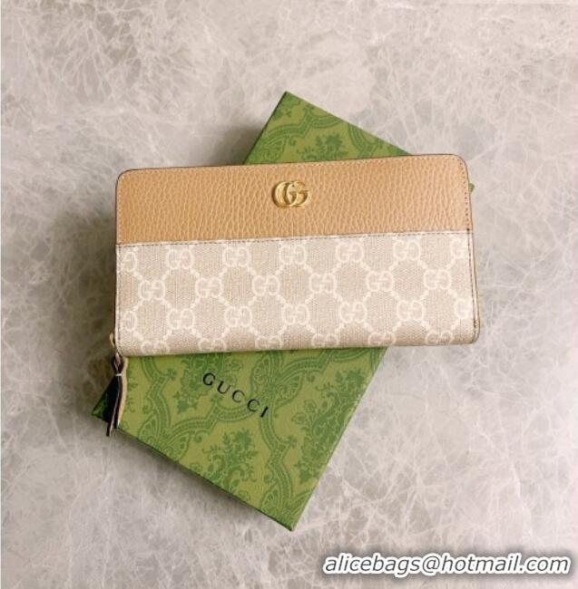 Hot Style Gucci Bi-color GG Marmont Zip Around Wallet 456117 Beige 2026