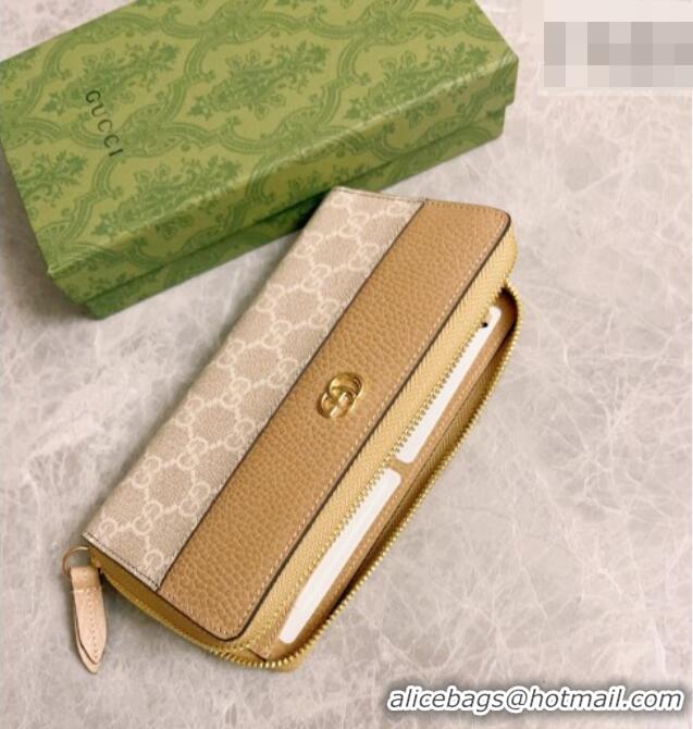 Hot Style Gucci Bi-color GG Marmont Zip Around Wallet 456117 Beige 2026