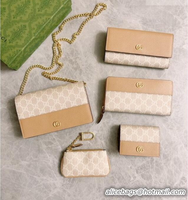 Hot Style Gucci Bi-color GG Marmont Zip Around Wallet 456117 Beige 2026