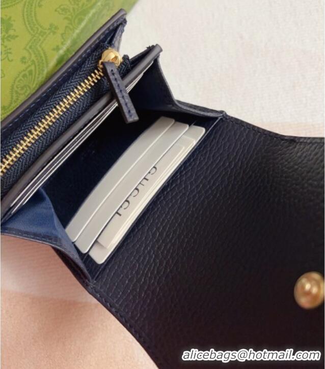 Luxury Classic Gucci Bi-color GG Wallet 598587 Navy Blue 2026 