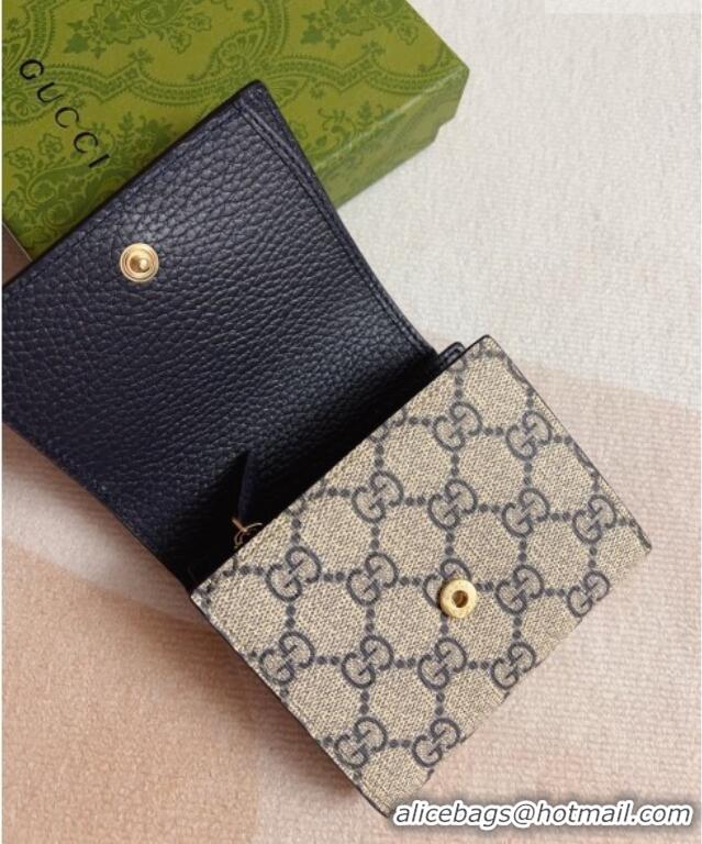 Luxury Classic Gucci Bi-color GG Wallet 598587 Navy Blue 2026 