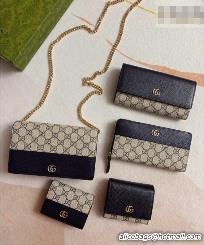 Luxury Classic Gucci Bi-color GG Wallet 598587 Navy Blue 2026 
