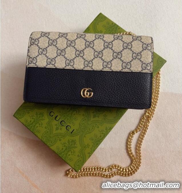 Online Discount Gucci Bi-color GG Marmont Wallet on Chain 497985 Black 2026