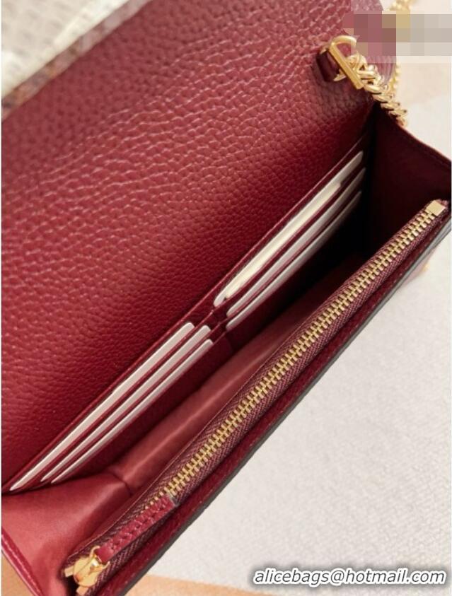 Good Quality Gucci Bi-color GG Marmont Wallet on Chain 497985 Burgundy 2026