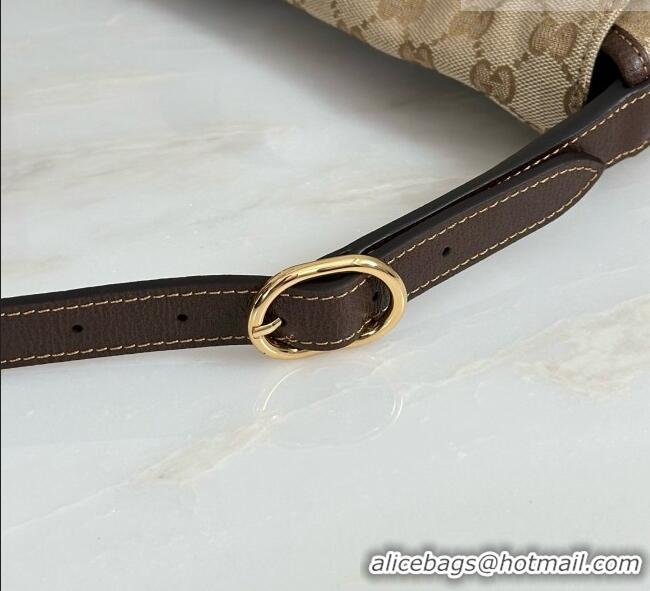 Top Quality Gucci Jackie Flap Large Crossbody Bag in Sand and Brown GG Canvas A005ZI 2026