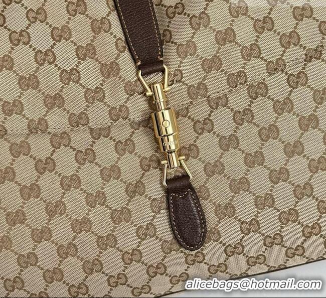 Top Quality Gucci Jackie Flap Large Crossbody Bag in Sand and Brown GG Canvas A005ZI 2026