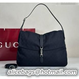 Promotional Gucci Jackie Flap Large Crossbody Bag in Black GG Canvas A005ZI 2026