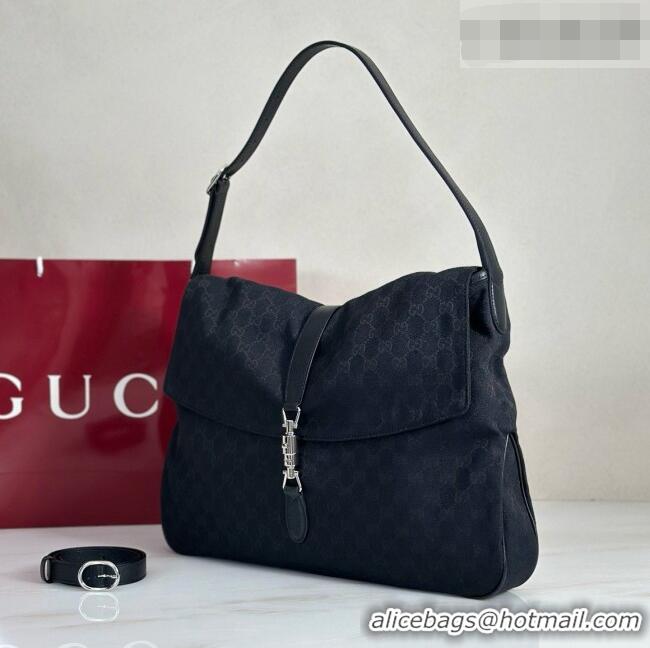 Promotional Gucci Jackie Flap Large Crossbody Bag in Black GG Canvas A005ZI 2026