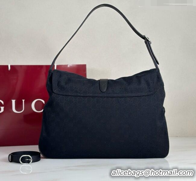 Promotional Gucci Jackie Flap Large Crossbody Bag in Black GG Canvas A005ZI 2026