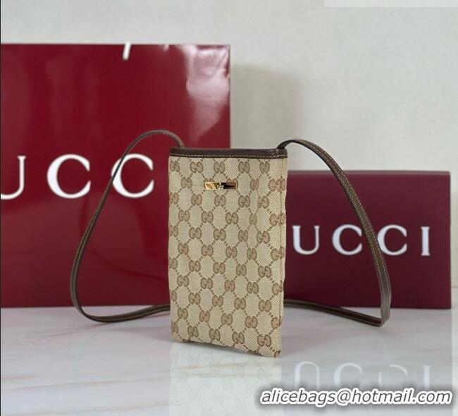 Inexpensive Gucci Smartphone Pouch in sand/brown GG Canvas 875806 2026