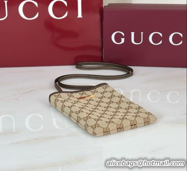 Inexpensive Gucci Smartphone Pouch in sand/brown GG Canvas 875806 2026