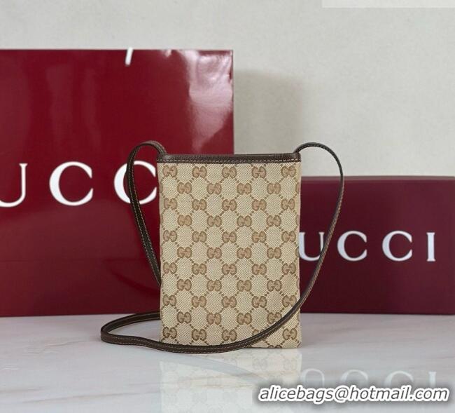Inexpensive Gucci Smartphone Pouch in sand/brown GG Canvas 875806 2026