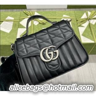 Free Shipping Gucci GG Marmont Mini Top Handle Crossbody Bag 583571 Black