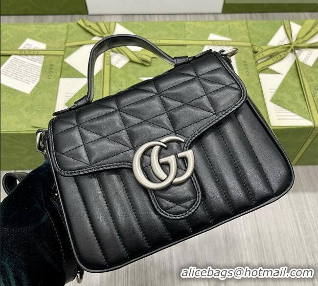 Free Shipping Gucci GG Marmont Mini Top Handle Crossbody Bag 583571 Black