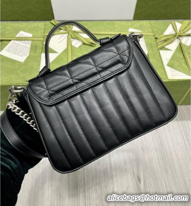 Free Shipping Gucci GG Marmont Mini Top Handle Crossbody Bag 583571 Black