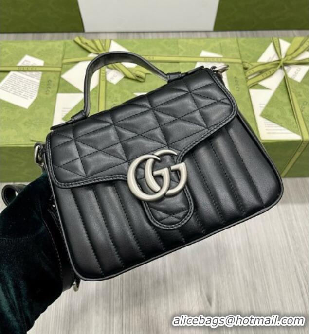 Free Shipping Gucci GG Marmont Mini Top Handle Crossbody Bag 583571 Black