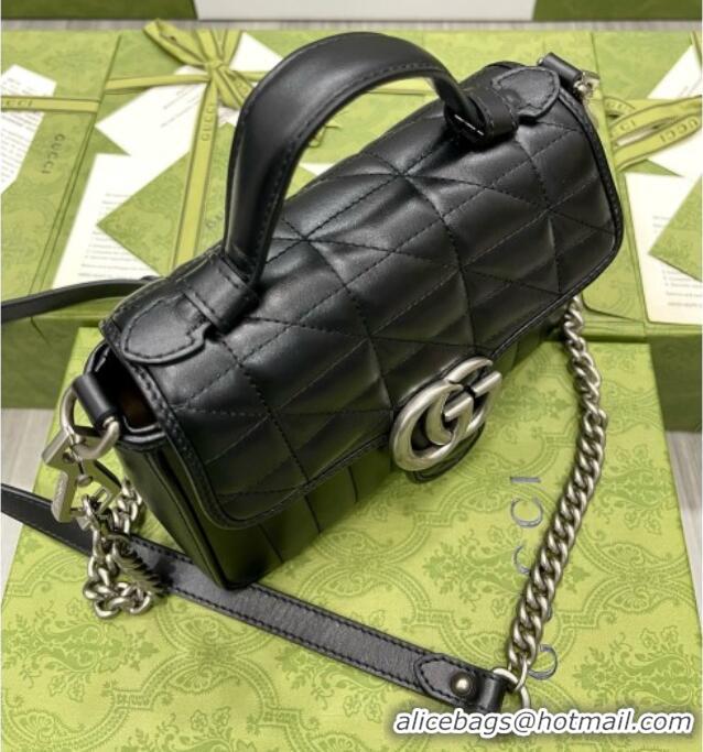 Free Shipping Gucci GG Marmont Mini Top Handle Crossbody Bag 583571 Black