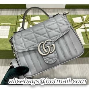 New Fashion Gucci GG Marmont Mini Top Handle Crossbody Bag 583571 Grey 2026