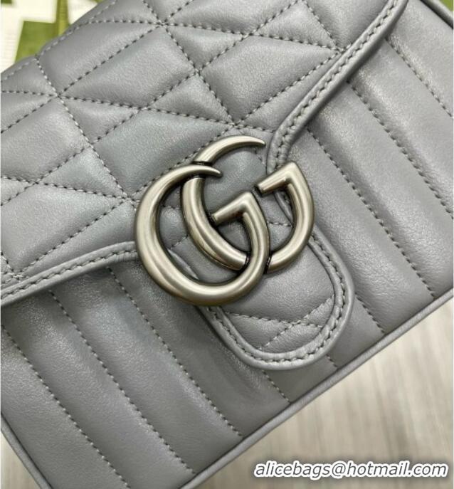 New Fashion Gucci GG Marmont Mini Top Handle Crossbody Bag 583571 Grey 2026