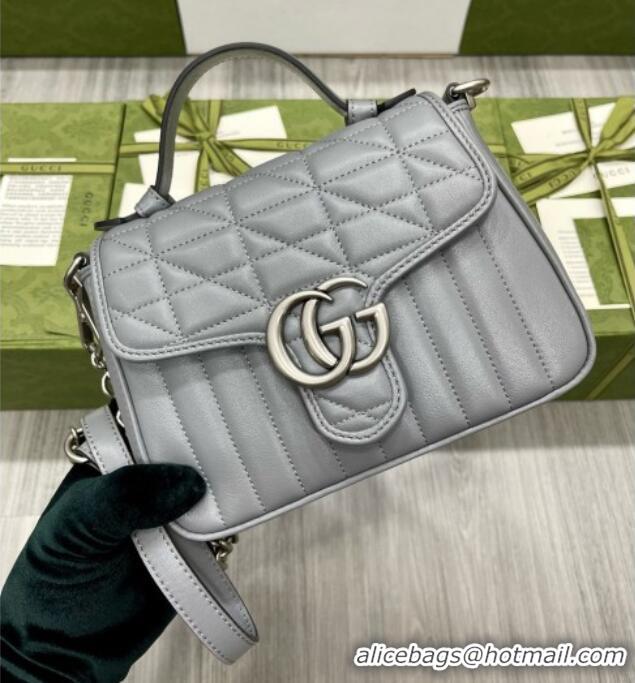 New Fashion Gucci GG Marmont Mini Top Handle Crossbody Bag 583571 Grey 2026
