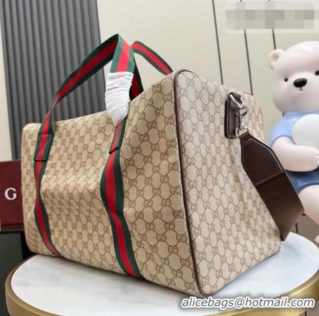 Well Crafted Gucci Medium Duffle Bag with Web A00BC5 Brown 2026