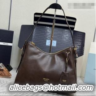 Discount Prada Aimée Medium Leather Shoulder Bag 1BC301 Brown 2026
