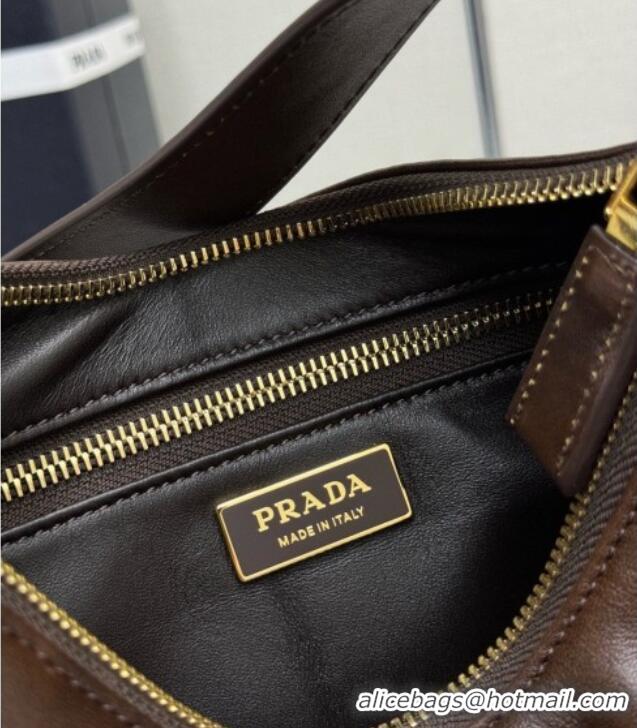 Discount Prada Aimée Medium Leather Shoulder Bag 1BC301 Brown 2026