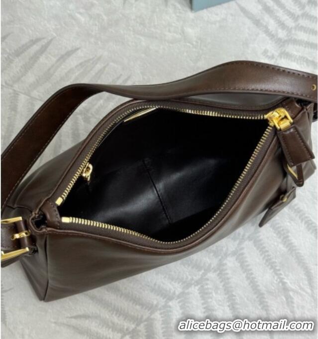 Discount Prada Aimée Medium Leather Shoulder Bag 1BC301 Brown 2026